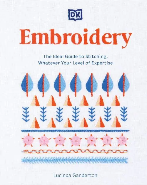 capa do livro “Embroidery: a step-by-step guide”, de Lucinda Ganderton, é outro guia de pontos com explicações em imagens detalhadas e texto em inglês