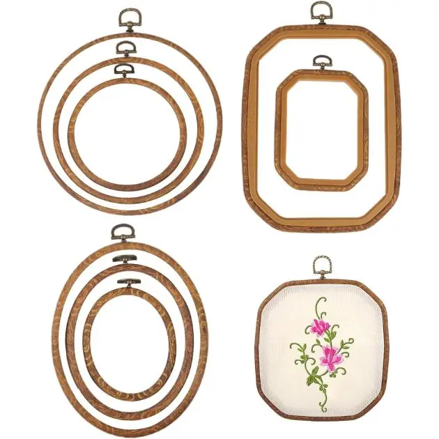 9 bastidores de madeira para decoração depois de finalizado o bordado