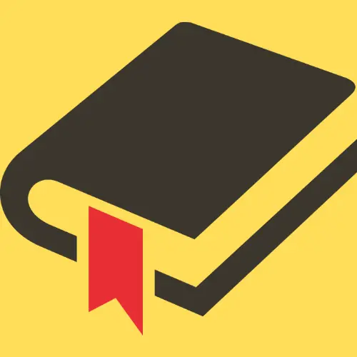 selo dicionario da insurgencia elemento gráfico que mostra um livro de capa dura com marcador de página em representação de um dicionário que ilustra a seção dicionário da insurgência do site agulhas da resistência subvertendo linhas e pontos