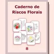 capa do ebook "caderno de riscos florais - rosália rosarinha", com o título em destaque e riscos e bordados à mão