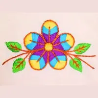 bordado à mão de flor criado pela artesã Andrea Catão