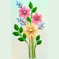 bordado de um buquê de flores com ponto cheio. criado pela artesã andrea catão para o canal rosália rosarinha bordado